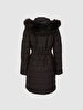 With Hood Arched Puffer Black Coat