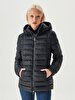 Puffer With Hood Black Coat