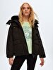 With Pockets With Hood Black Coat