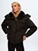 With Pockets With Hood Black Coat