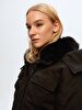 With Pockets With Hood Black Coat