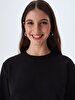Round Collar Black Sweatshirt