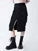 Cargo Midi Black Skirt