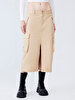 Cargo Midi Beige Skirt