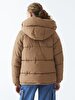 Puffer With Hood Brown Coat