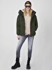 Puffer With Hood Green Coat