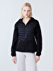 With Hood Zipper Closing Black Coat
