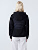 With Hood Zipper Closing Black Coat