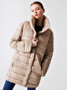 With Hood Puffer Beige Coat
