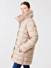 With Hood Puffer Beige Coat