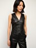 Leather Look Black Vest