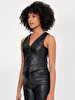 Leather Look Black Vest