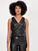 Leather Look Black Vest