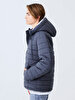 With Hood Puffer Dark Grey Coat