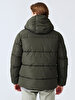 With Hood Puffer Short Green Coat