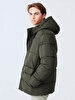 With Hood Puffer Short Green Coat