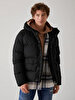 With Hood Puffer Short Black Coat