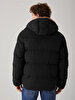 With Hood Puffer Short Black Coat