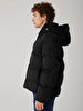 With Hood Puffer Short Black Coat