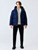 With Hood Puffer Short Navy Coat