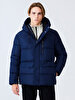 With Hood Puffer Short Navy Coat