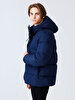 With Hood Puffer Short Navy Coat