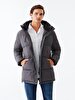 With Hood Puffer Dark Grey Coat