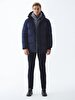 With Hood Puffer Dark Blue Coat