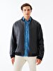 Leather Look Bomber Jacket Black Jacket