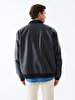 Leather Look Bomber Jacket Black Jacket