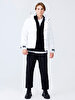 Puffer Contrast Striped White Coat