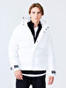 Puffer Contrast Striped White Coat