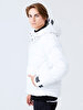 Puffer Contrast Striped White Coat