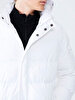 Puffer Contrast Striped White Coat