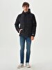 Puffer Contrast Striped Black Coat