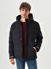 Puffer Contrast Striped Black Coat