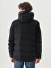Puffer Contrast Striped Black Coat