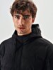 Puffer Contrast Striped Black Coat