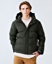Puffer Contrast Striped Green Coat