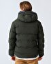 Puffer Contrast Striped Green Coat