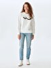 Logo Printed Crew Neck Beige Sweatshirt