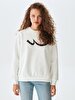 Logo Printed Crew Neck Beige Sweatshirt