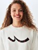 Logo Printed Crew Neck Beige Sweatshirt