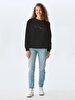 Logo Printed Crew Neck Black Sweatshirt