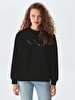 Logo Printed Crew Neck Black Sweatshirt