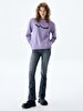 Logo Printed Crew Neck Lilac Sweatshirt