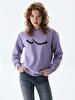 Logo Printed Crew Neck Lilac Sweatshirt