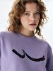 Logo Printed Crew Neck Lilac Sweatshirt