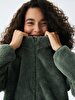 Plush Zipper Closing Green Cardigan