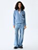 Plush Zipper Closing Blue Cardigan